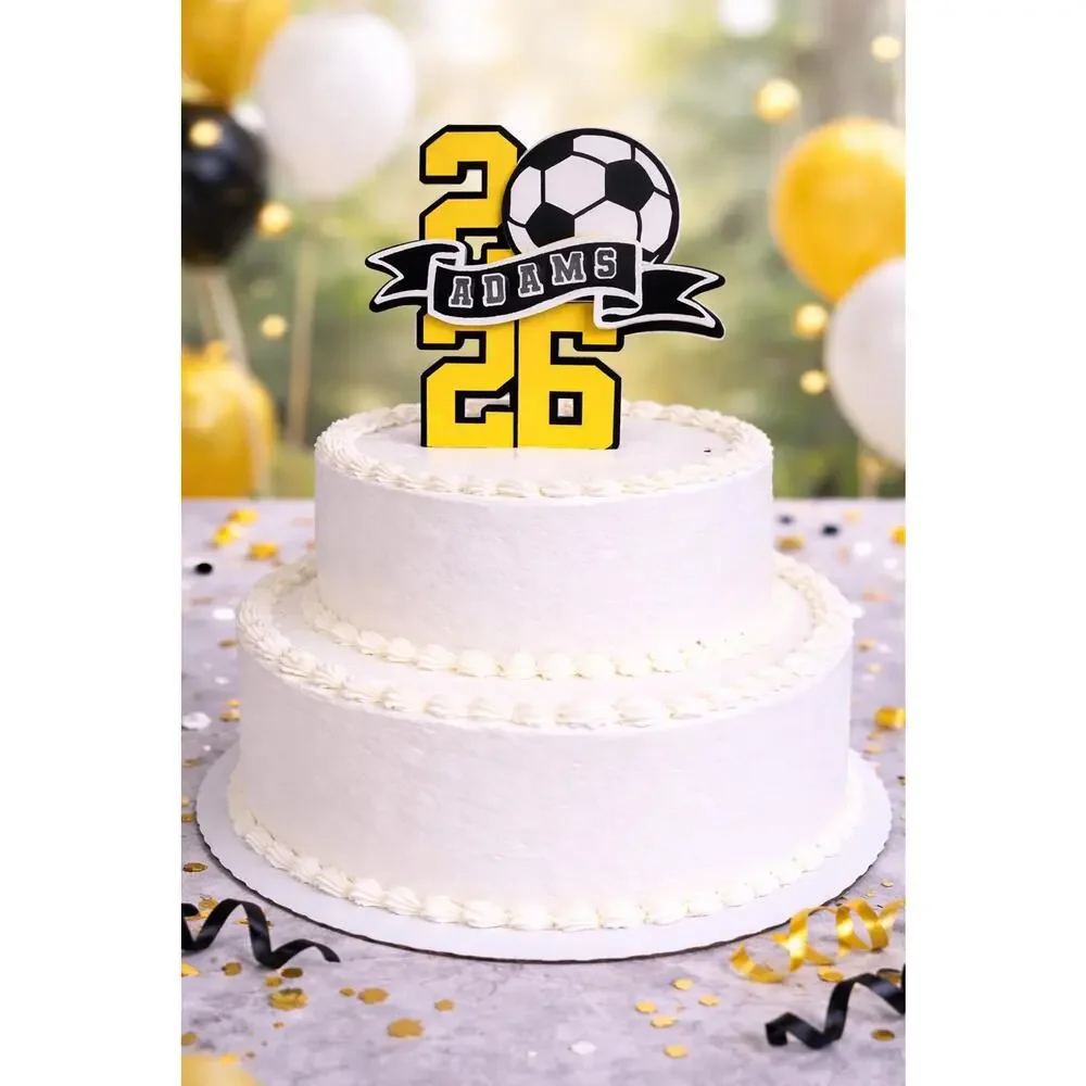 Personalized Soccer Graduation Cake Topper | Class of 2026 Custom Name Decor
